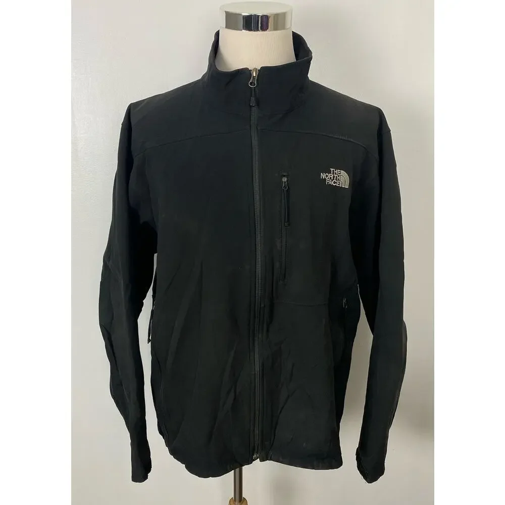 Men The North Face black softshell zip-up performance jacket coat, XL